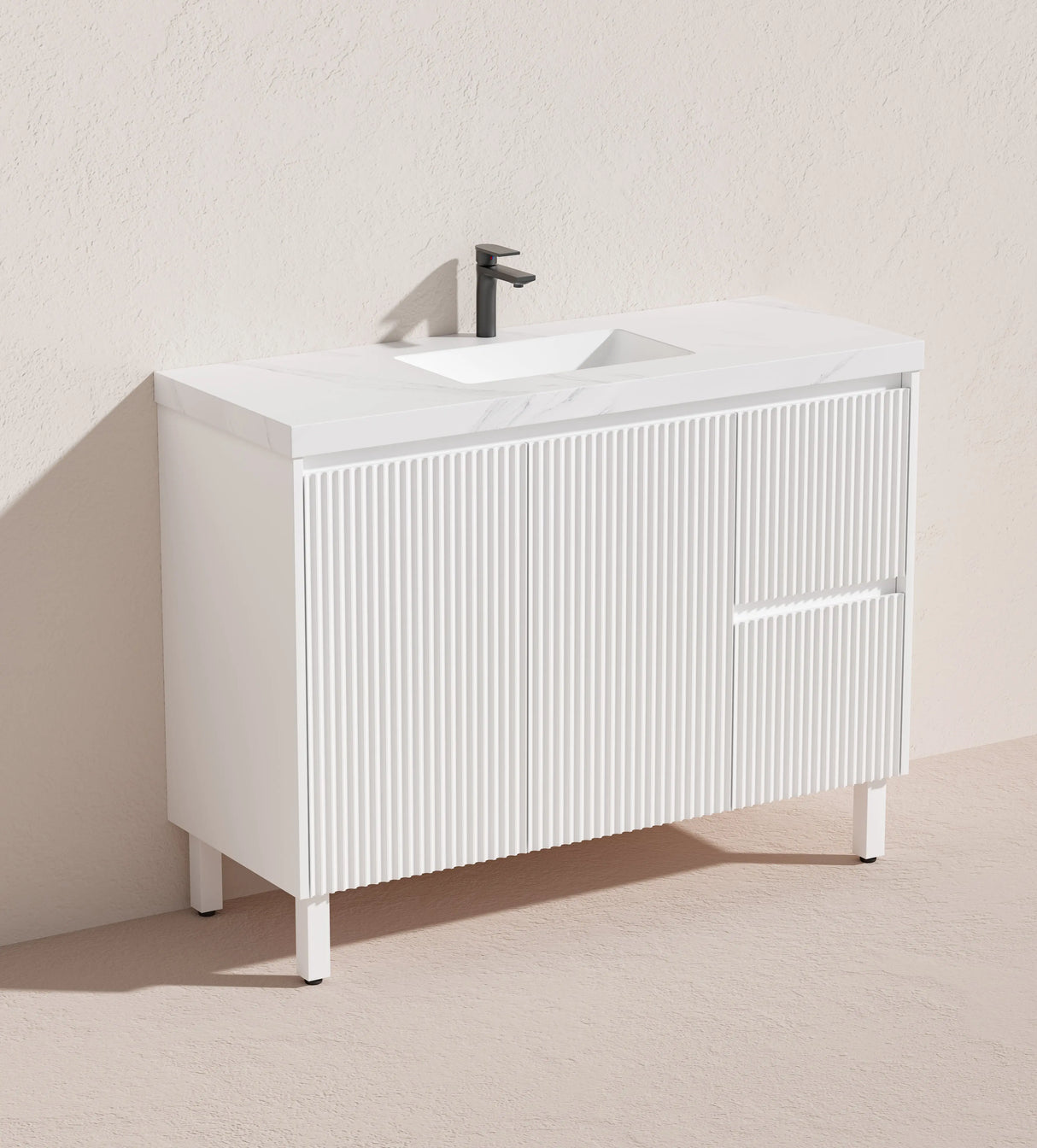 Brighton Freestanding PVC Vanity 1200mm (Single Bowl) (Matte White) Poseidon