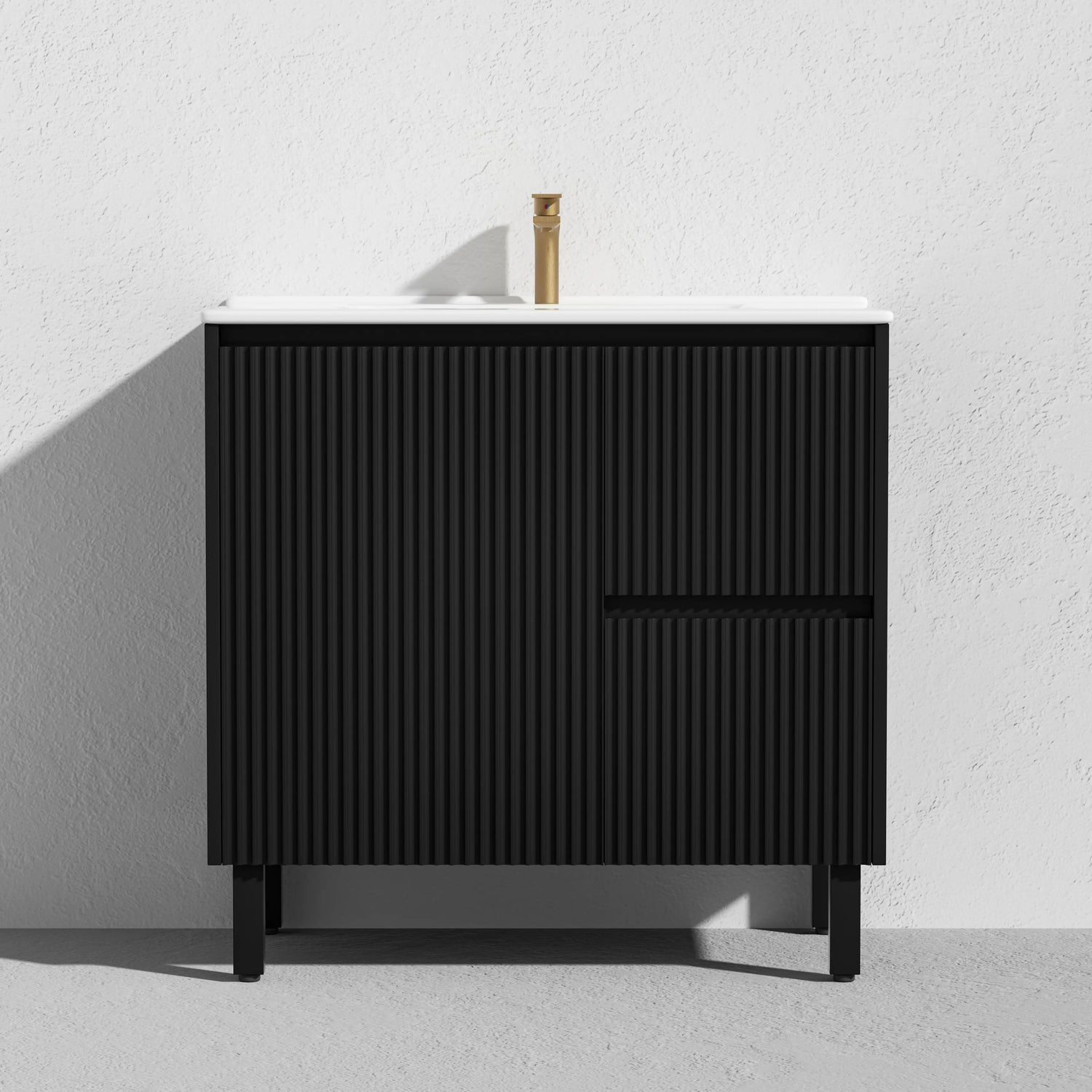 Brighton Freestanding PVC Vanity 900mm (Matte Black) Poseidon