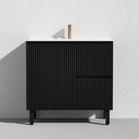 Brighton Freestanding PVC Vanity 900mm (Matte Black) Poseidon