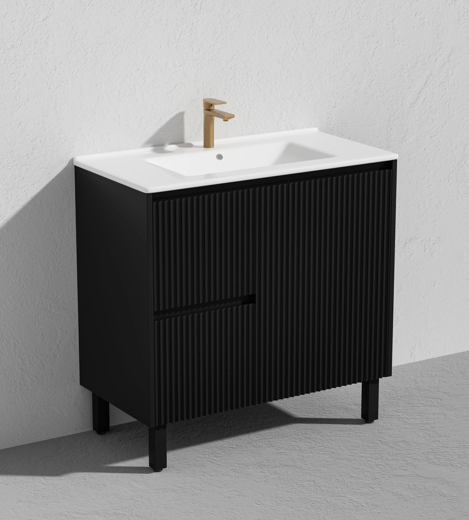 Brighton Freestanding PVC Vanity 900mm (Matte Black) Poseidon