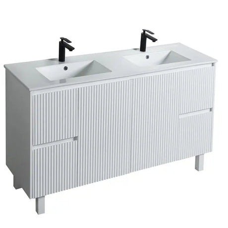 Brighton Freestanding Vanity 1500mm (Single/Double Bowl) (Matte White) Poseidon