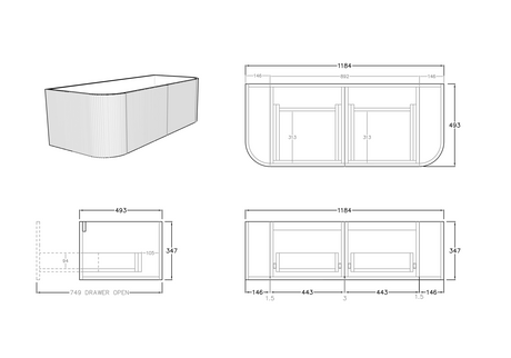 POS Bronte Wall Hung Vanity Coastal Oak (All Sizes) Poseidon