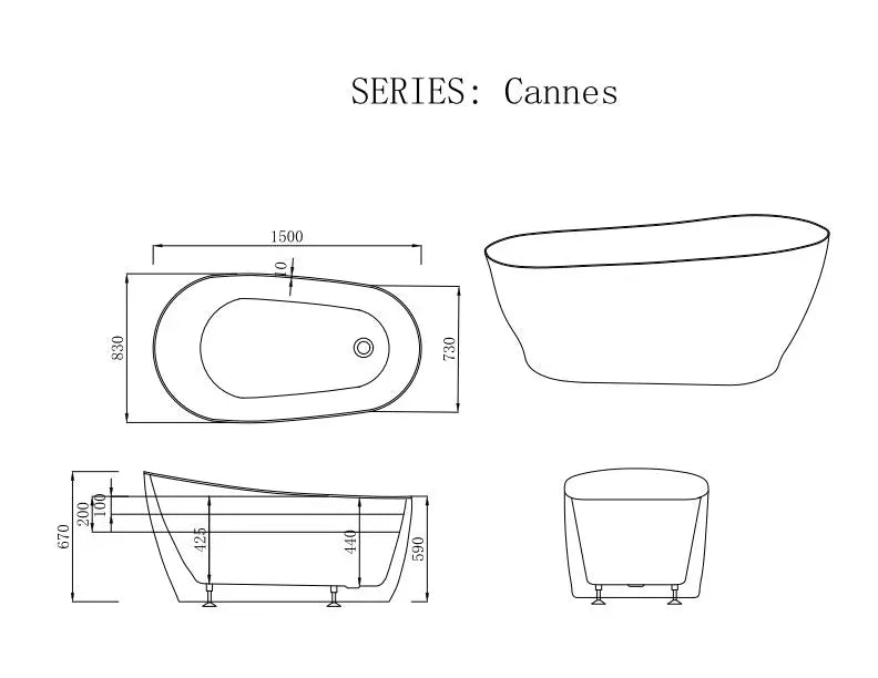 Cannes Freestanding Bathtub - Matt White mercioaustralia