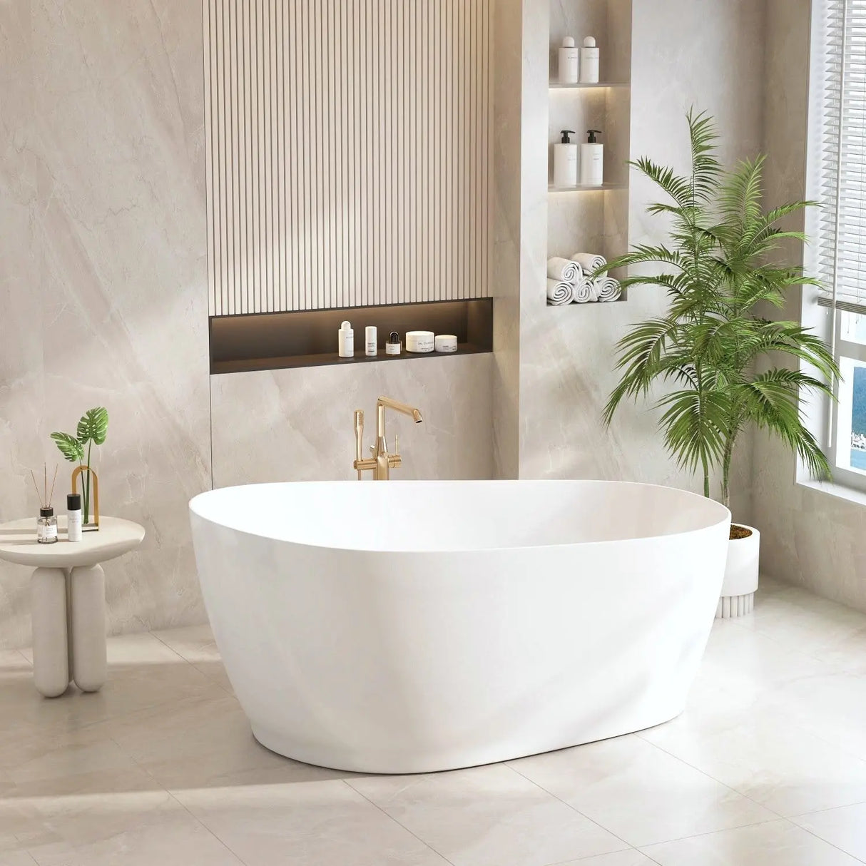 Cannes Freestanding Bathtub - Matt White mercioaustralia
