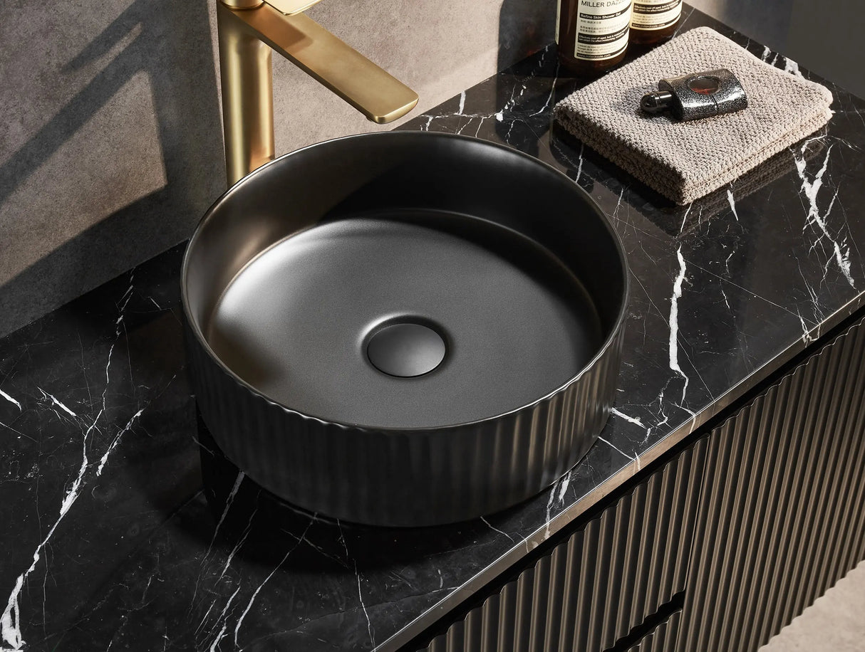 Brindabella Wall Hung Vanity (Middle Drawer) 1200mm (Single/Double Bowl) (Matte Black) Poseidon