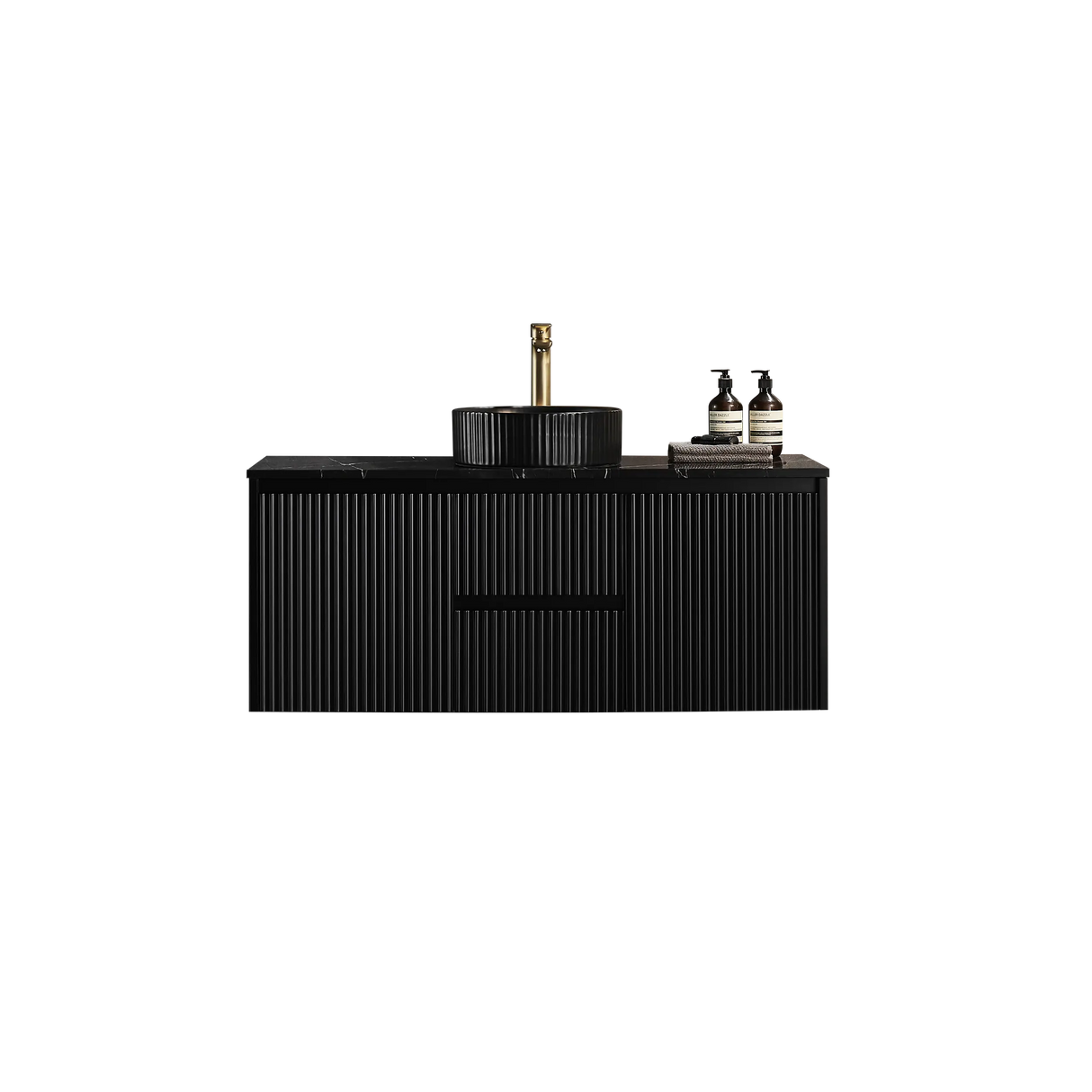 Brindabella Wall Hung Vanity (Middle Drawer) 1200mm (Single/Double Bowl) (Matte Black) Poseidon