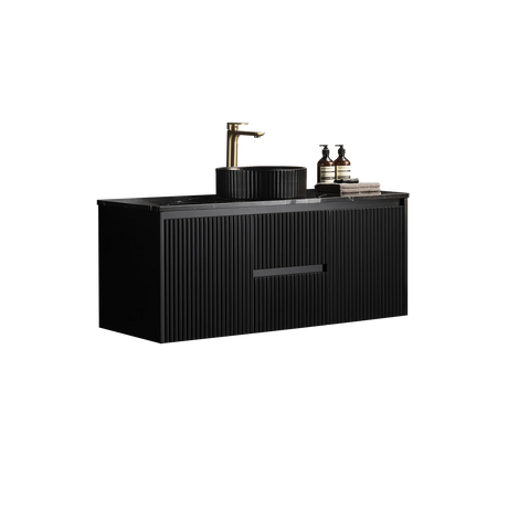Brindabella Wall Hung Vanity (Middle Drawer) 1200mm (Single/Double Bowl) (Matte Black) Poseidon