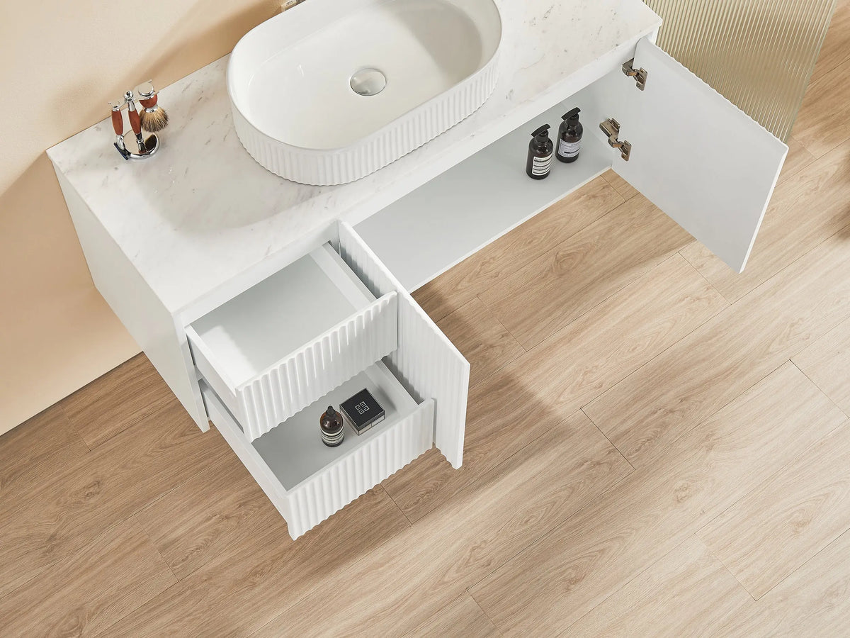 Brindabella Wall Hung PVC Cabinet 1200mm (Single Bowl) (Matte White) Poseidon