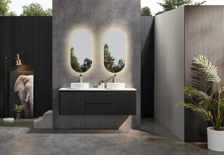 Brindabella Wall Hung Vanity (Middle Drawers) 1500mm (Single/Double Bowl) (Matte Black) Poseidon