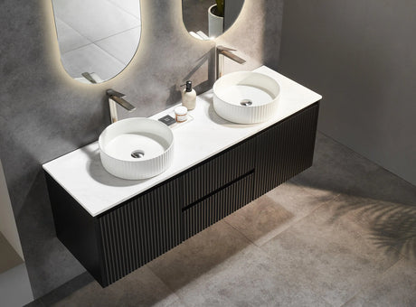 Brindabella Wall Hung Vanity (Middle Drawers) 1500mm (Single/Double Bowl) (Matte Black) Poseidon