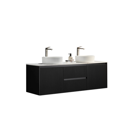Brindabella Wall Hung Vanity (Middle Drawers) 1500mm (Single/Double Bowl) (Matte Black) Poseidon
