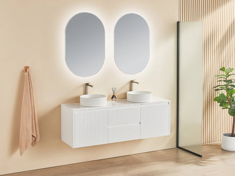 Brindabella Wall Hung PVC Cabinet (Middle Drawer) 1500mm (Single/Double Bowl) (Matte White) Poseidon