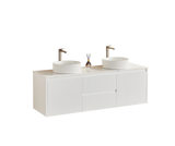 Brindabella Wall Hung PVC Cabinet (Middle Drawer) 1500mm (Single/Double Bowl) (Matte White) Poseidon