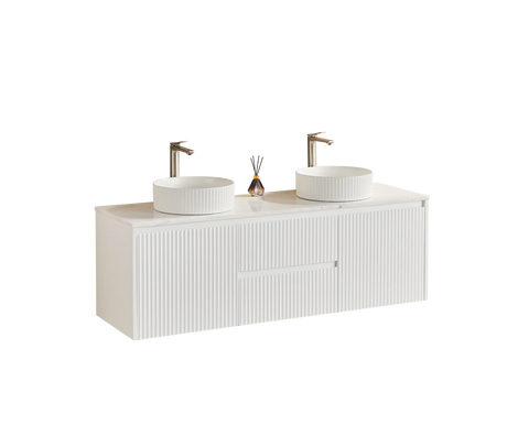 Brindabella Wall Hung PVC Cabinet (Middle Drawer) 1500mm (Single/Double Bowl) (Matte White) Poseidon