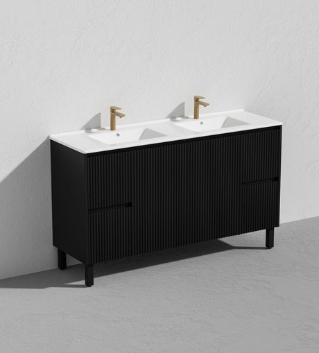 Brighton Freestanding Vanity 1500mm (Single/Double Bowl) (Matte Black) Poseidon