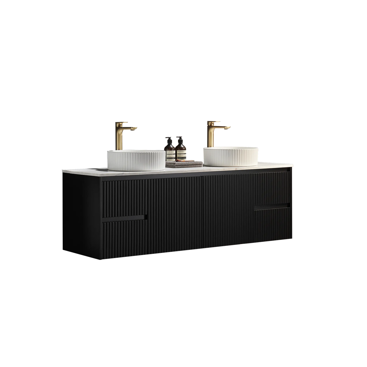 Brindabella Wall Hung PVC Cabinet 1500mm (Single/Double Bowl) (Matte Black) Poseidon