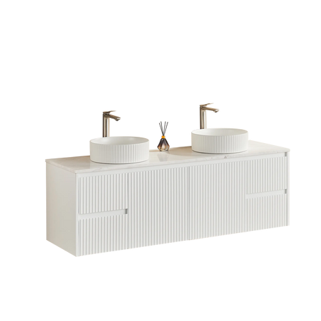 Brindabella Wall Hung PVC Cabinet 1500mm (Single/Double Bowl) (Matte White) Poseidon