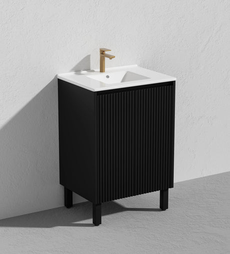 Brighton Freestanding PVC Vanity 600mm (Matte Black) Poseidon