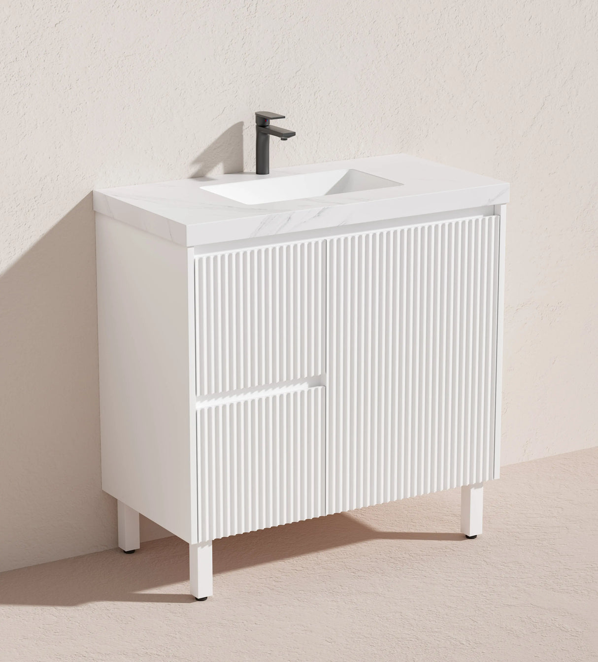 Brighton Freestanding PVC Vanity 900mm (Matte White) Poseidon