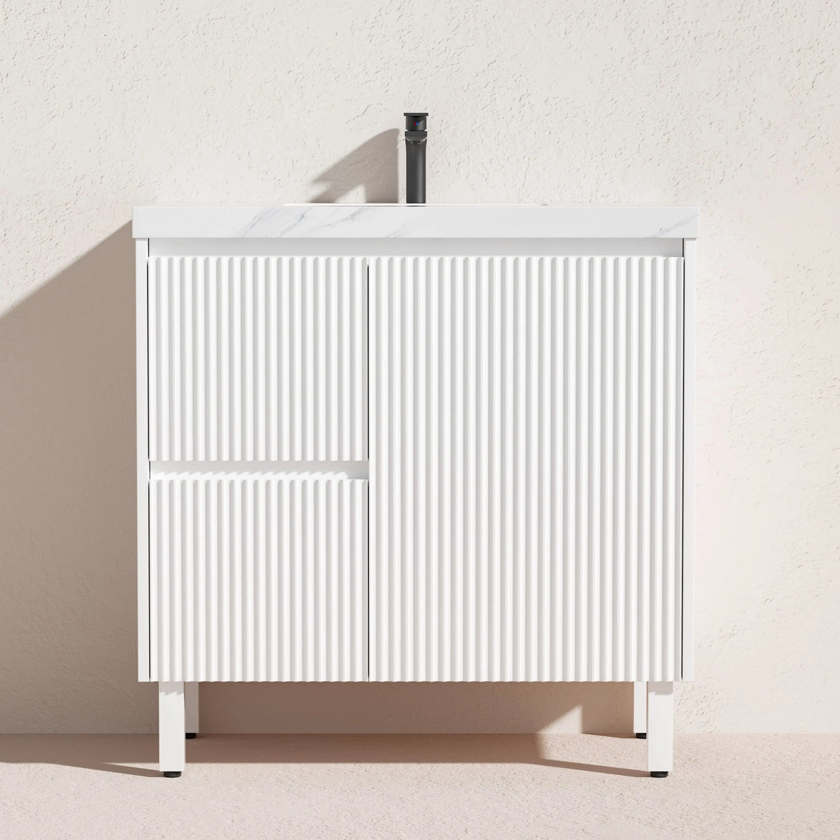 Brighton Freestanding PVC Vanity 900mm (Matte White) Poseidon