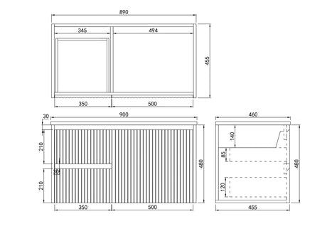 Brindabella Wall Hung PVC Cabinet 900mm (Matte White) Poseidon