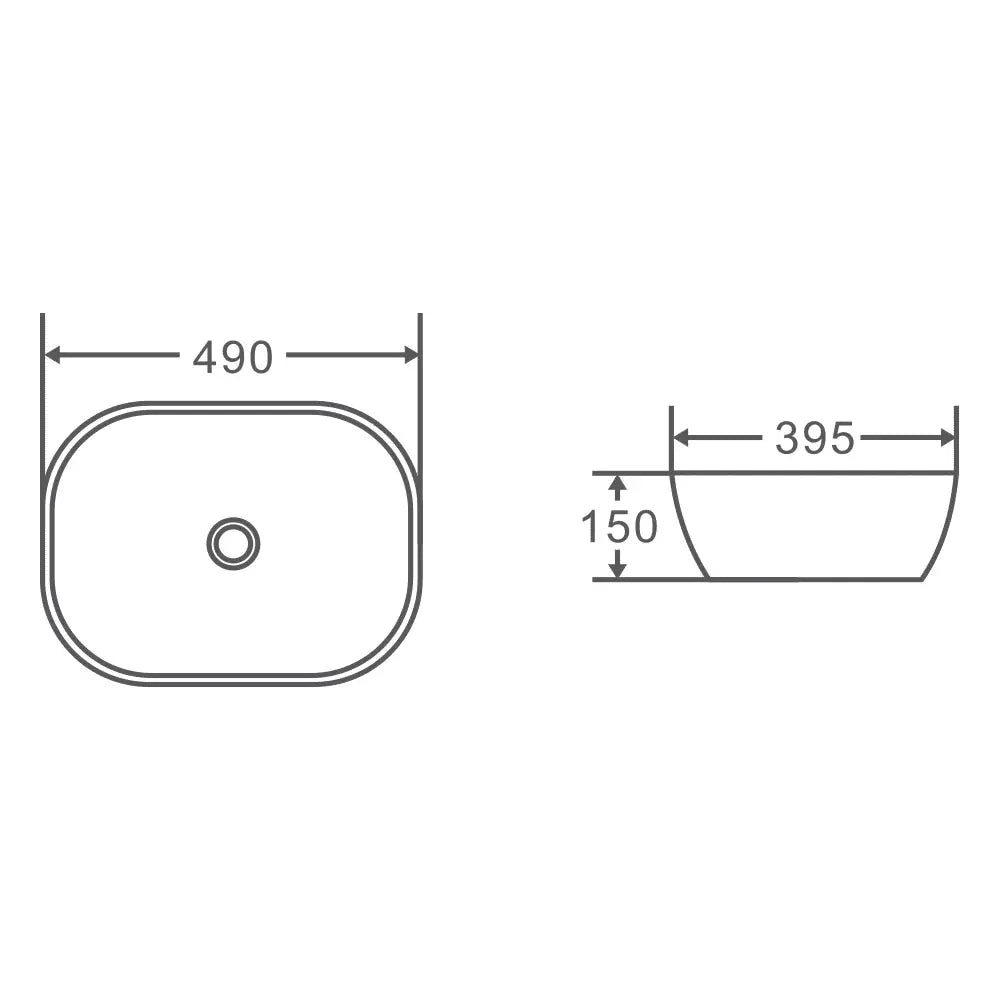Chur 43 Counter-top Round-edged Square Basin - Black & White mercioaustralia