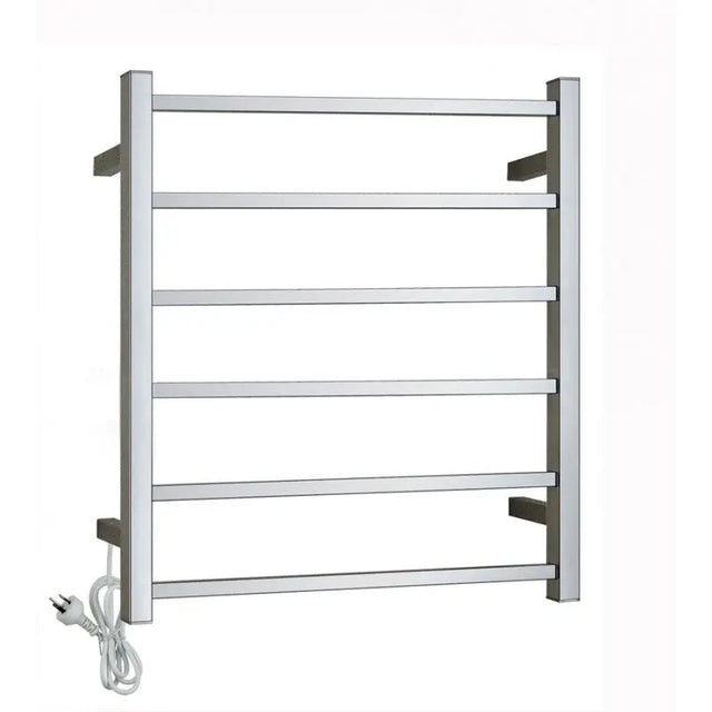 Chrome Heated Towel Rack 6 Bars Aquaperla