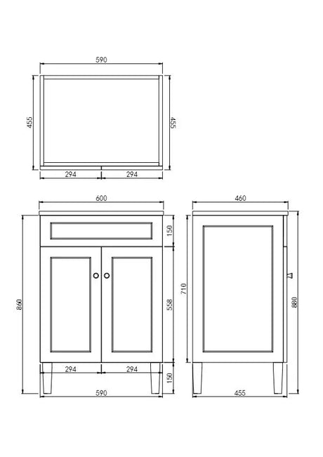 Harrington Floor PVC Cabinet Vanity 600mm (Matte White) Poseidon