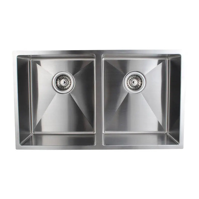Handmade Stainless Steel Chrome Double Bowl Kitchen Sink 1.2mm (Top/Flush/Undermount) 770*440*230mm Aquaperla