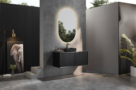 Kirribilli Wall Hung PVC Cabinet 1200mm Matte Black (Single/Double Bowl) - Clearance Poseidon