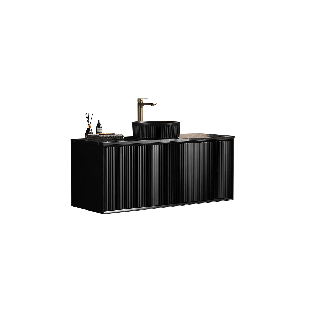 Kirribilli Wall Hung PVC Cabinet 1200mm Matte Black (Single/Double Bowl) - Clearance Poseidon