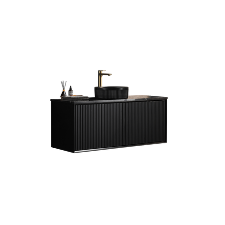 Kirribilli Wall Hung PVC Cabinet 1200mm Matte Black (Single/Double Bowl) - Clearance Poseidon