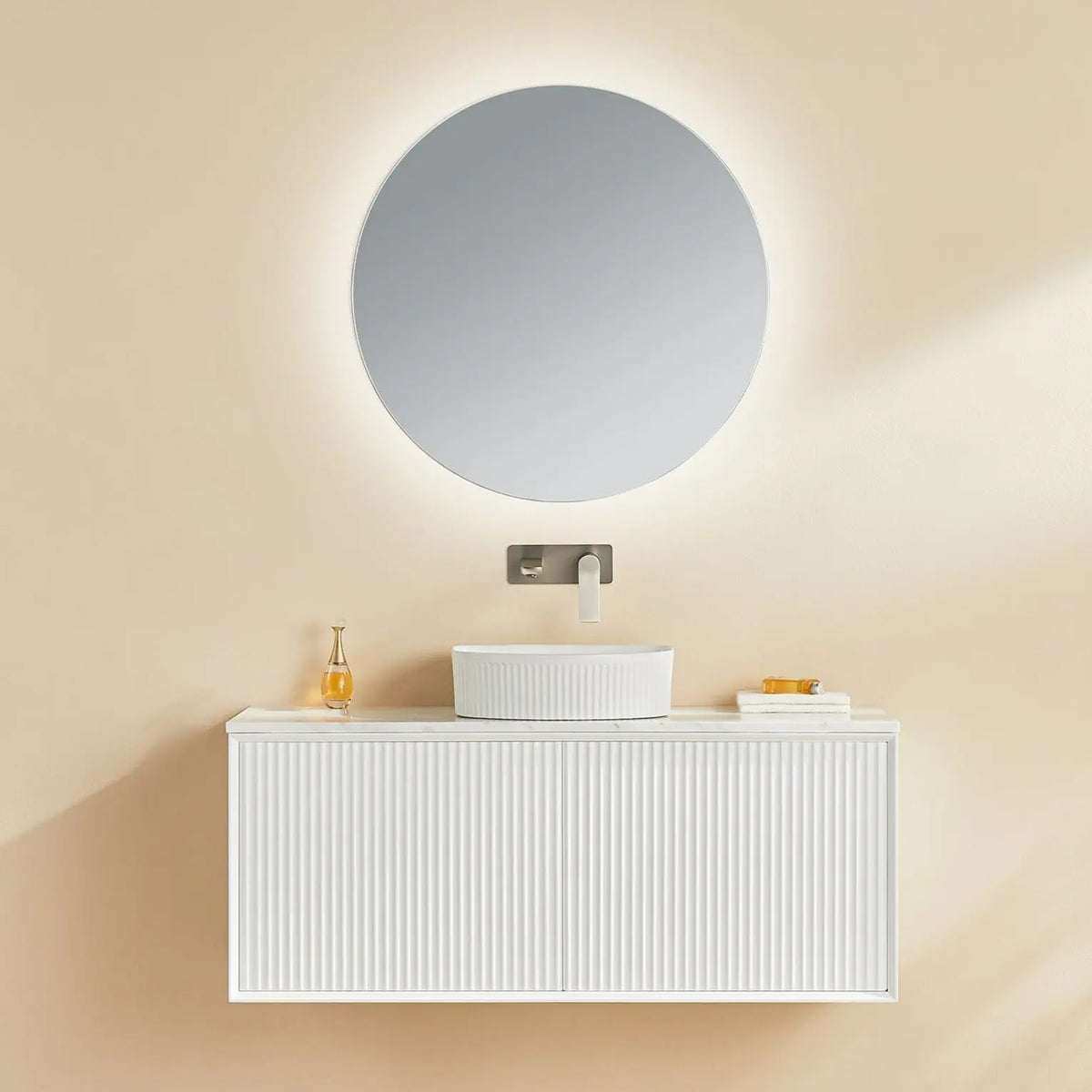 Kirribilli Wall Hung PVC Cabinet 1200mm Matte White (Single/Double Bowl) - Clearance Poseidon
