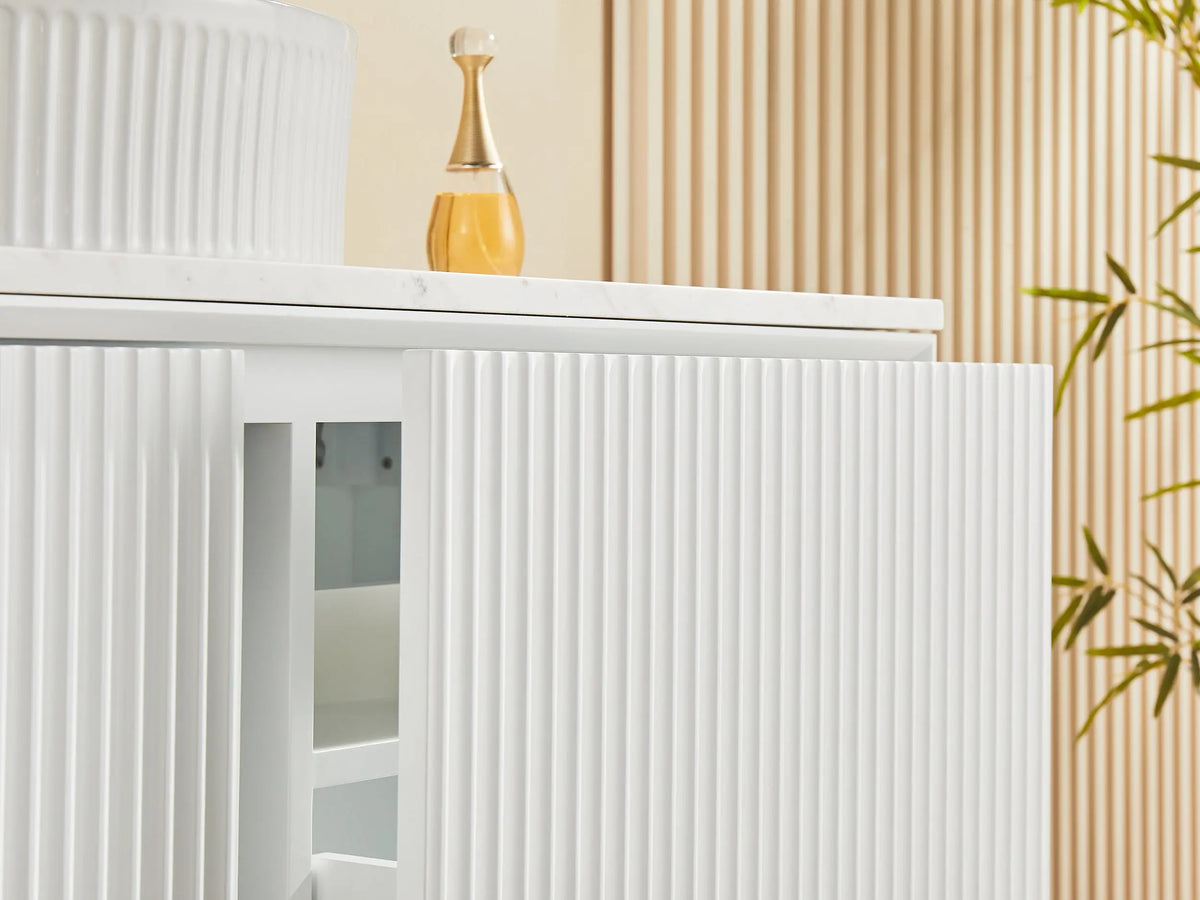 Kirribilli Wall Hung PVC Cabinet 1200mm Matte White (Single/Double Bowl) - Clearance Poseidon