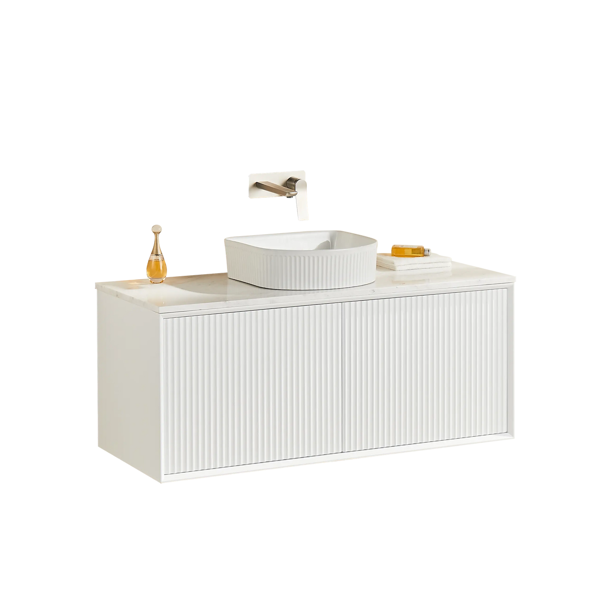 Kirribilli Wall Hung PVC Cabinet 1200mm Matte White (Single/Double Bowl) - Clearance Poseidon