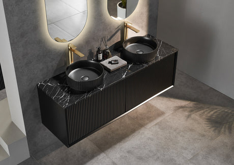 Kirribilli Wall Hung PVC Cabinet Matte Black 1500mm (Single/Double Bowl) - Clearance Poseidon