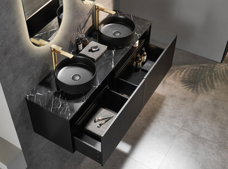 Kirribilli Wall Hung PVC Cabinet Matte Black 1500mm (Single/Double Bowl) - Clearance Poseidon