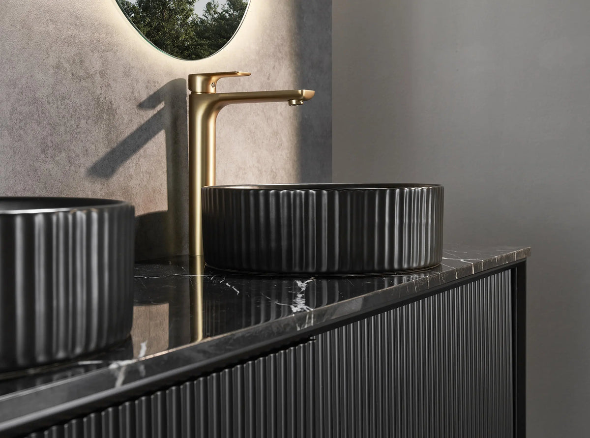 Kirribilli Wall Hung PVC Cabinet Matte Black 1500mm (Single/Double Bowl) - Clearance Poseidon
