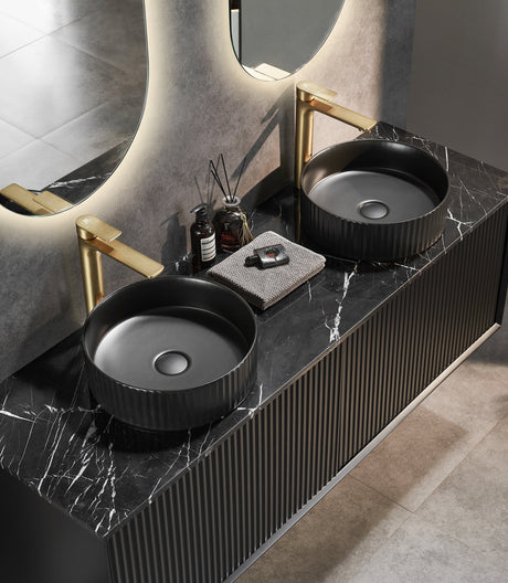 Kirribilli Wall Hung PVC Cabinet Matte Black 1500mm (Single/Double Bowl) - Clearance Poseidon