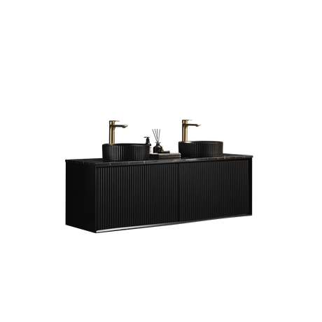 Kirribilli Wall Hung PVC Cabinet Matte Black 1500mm (Single/Double Bowl) - Clearance Poseidon