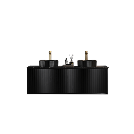 Kirribilli Wall Hung PVC Cabinet Matte Black 1500mm (Single/Double Bowl) - Clearance Poseidon