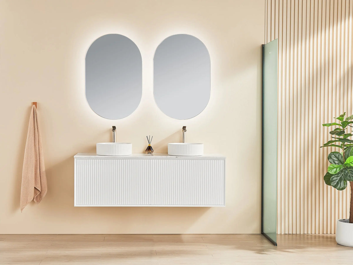 Kirribilli Wall Hung PVC Cabinet Matte White 1500mm (Single/Double Bowl) - Clearance Poseidon