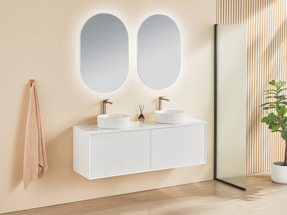 Kirribilli Wall Hung PVC Cabinet Matte White 1500mm (Single/Double Bowl) - Clearance Poseidon