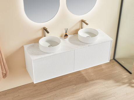 Kirribilli Wall Hung PVC Cabinet Matte White 1500mm (Single/Double Bowl) - Clearance Poseidon