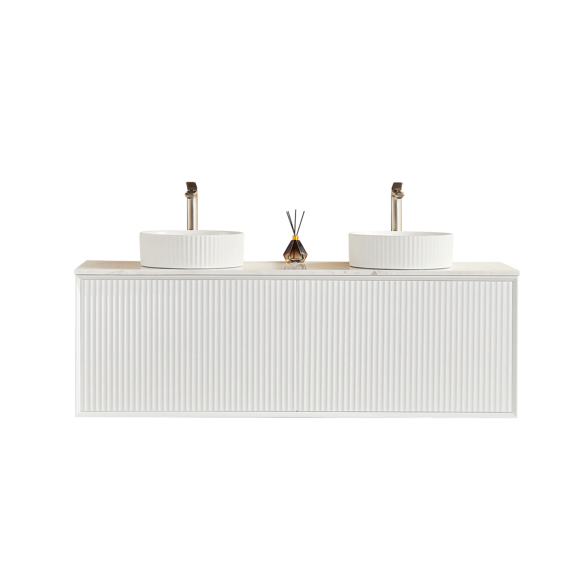 Kirribilli Wall Hung PVC Cabinet Matte White 1500mm (Single/Double Bowl) - Clearance Poseidon