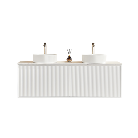 Kirribilli Wall Hung PVC Cabinet Matte White 1500mm (Single/Double Bowl) - Clearance Poseidon