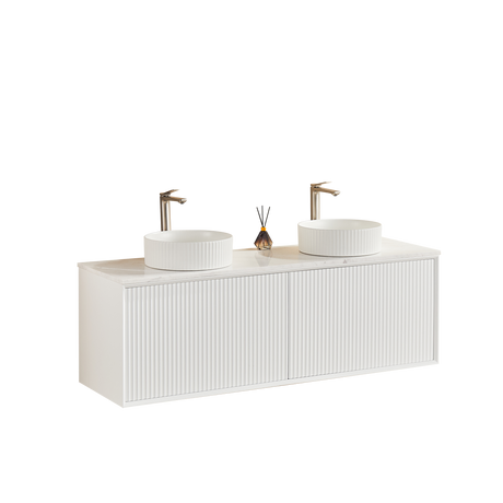 Kirribilli Wall Hung PVC Cabinet Matte White 1500mm (Single/Double Bowl) - Clearance Poseidon