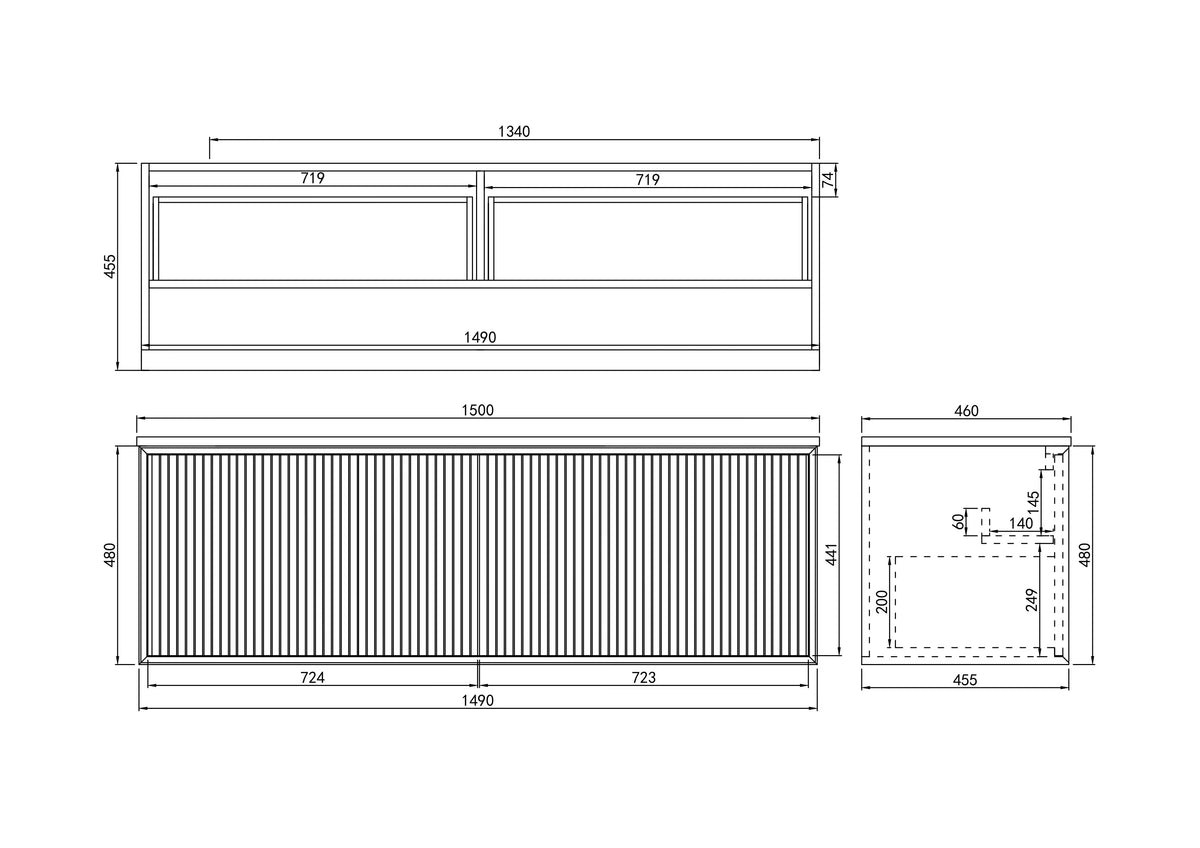 Kirribilli Wall Hung PVC Cabinet Matte White 1500mm (Single/Double Bowl) - Clearance Poseidon