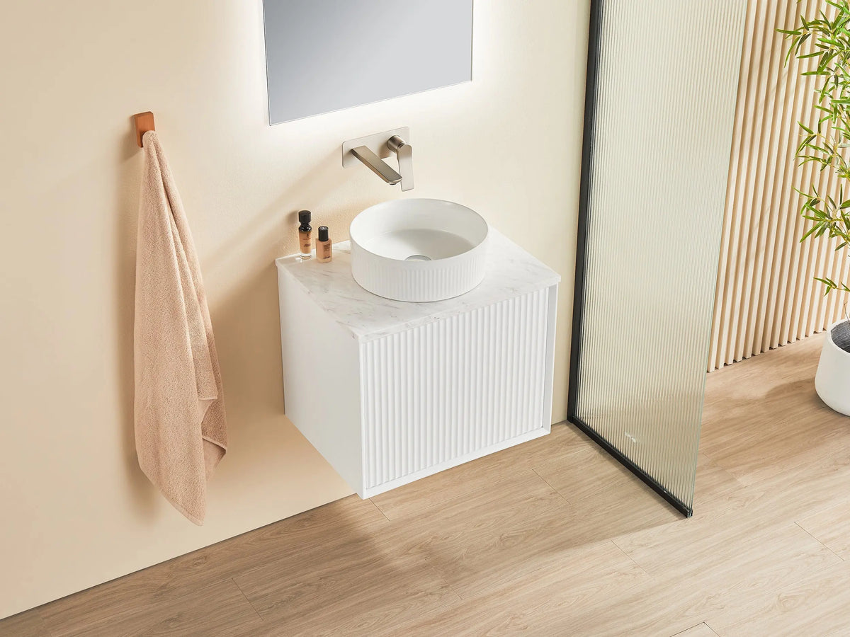 Kirribilli Wall Hung PVC Cabinet 600mm (Matte White) - Clearance Poseidon
