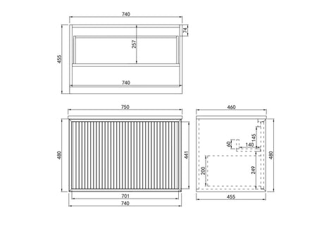Kirribilli Wall Hung PVC Cabinet 750mm (Matte Black) - Clearance Poseidon